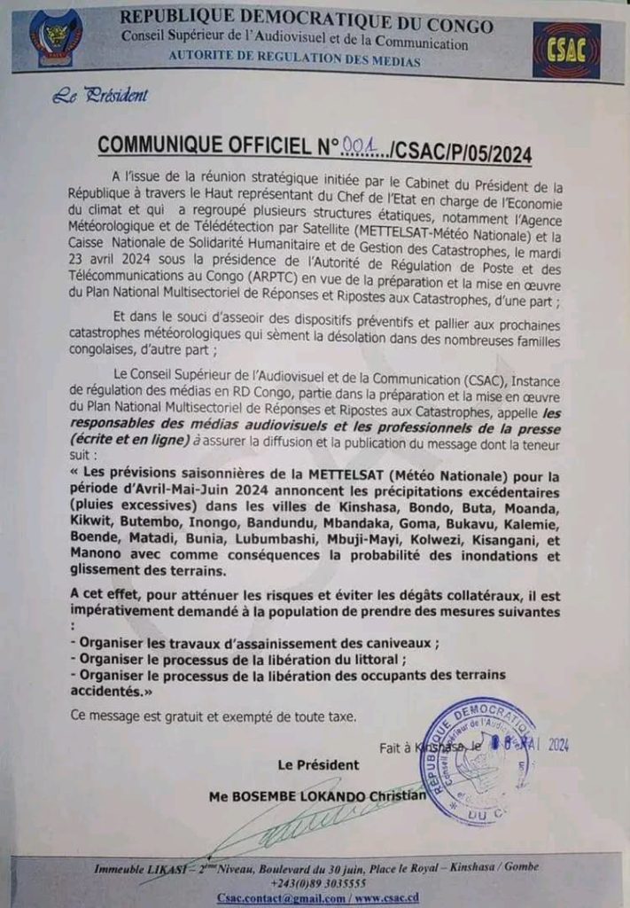 IMG-20240508-WA0234-711x1024 RDC: Après de fortes chaleurs, la météo annonce de fortes pluies dans plusieurs villes