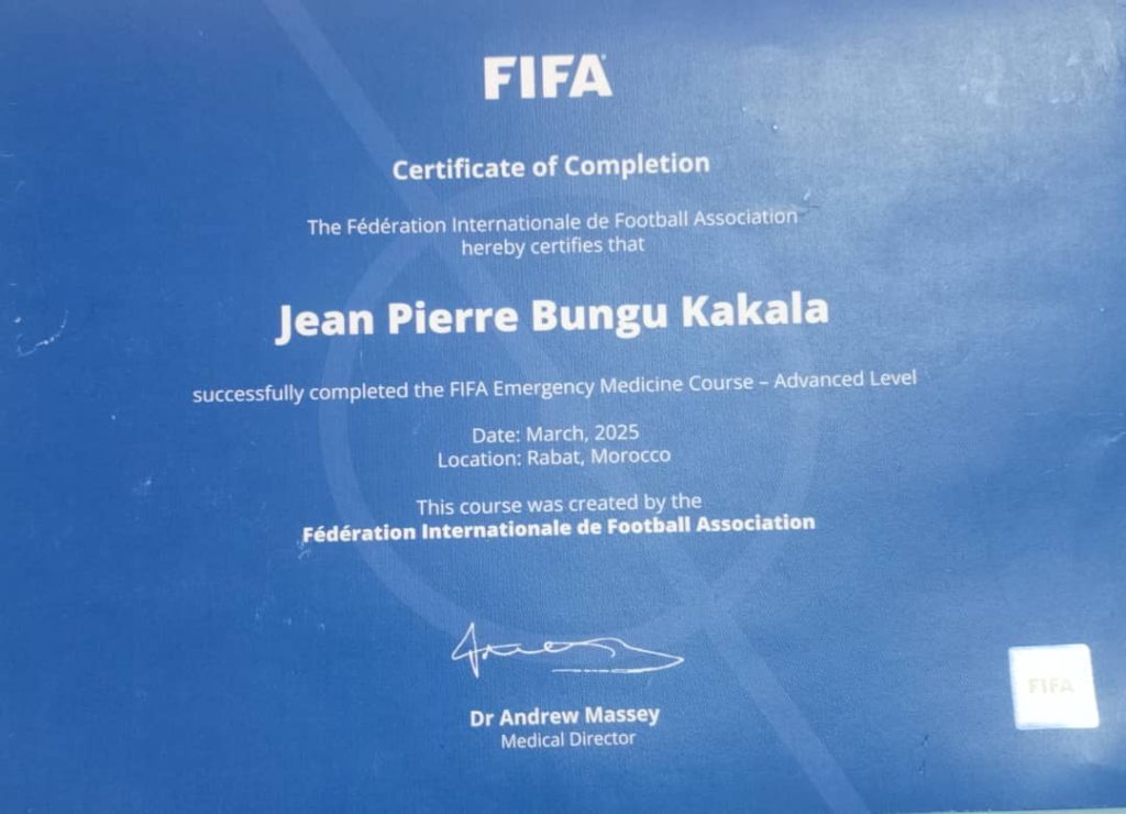 1002503971-1024x740 Fierté congolaise au sommet du football mondial: Après l'obtention d'une grande distinction, le Docteur Jean-Pierre Bungu Kakala intègre le panel officiel des Officiers Médicaux FIFA!