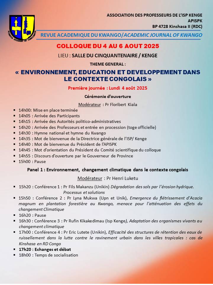 1003111601 ESU: Du 04 au 06 août 2025, la ville de Kenge sera la capitale scientifique du Grand Bandundu