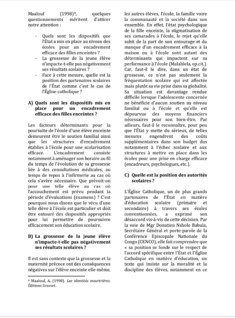 1003311441-758x1024 Éducation Nationale: Regard sur le maintien des élèves enceintes dans les établissements scolaires en RDC: (Tribune du Pr Augustin Mbangala Mapapa)