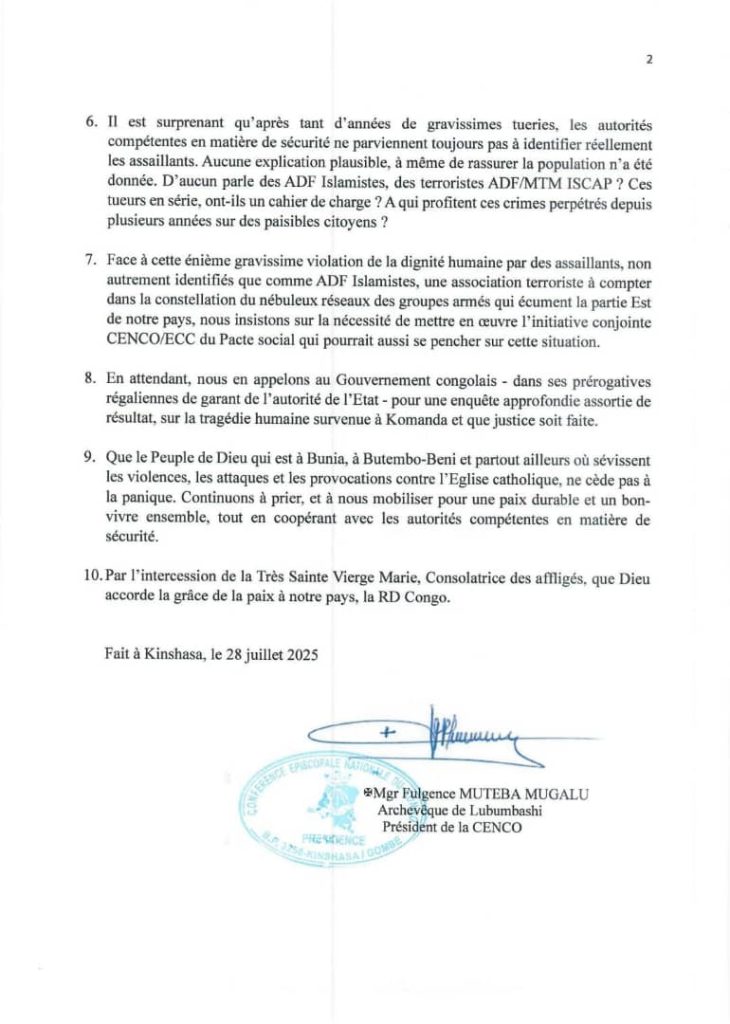 1003357606-730x1024 RDC-Massacres de Komanda dans le diocèse de Bunia : La CENCO fait sa déclaration