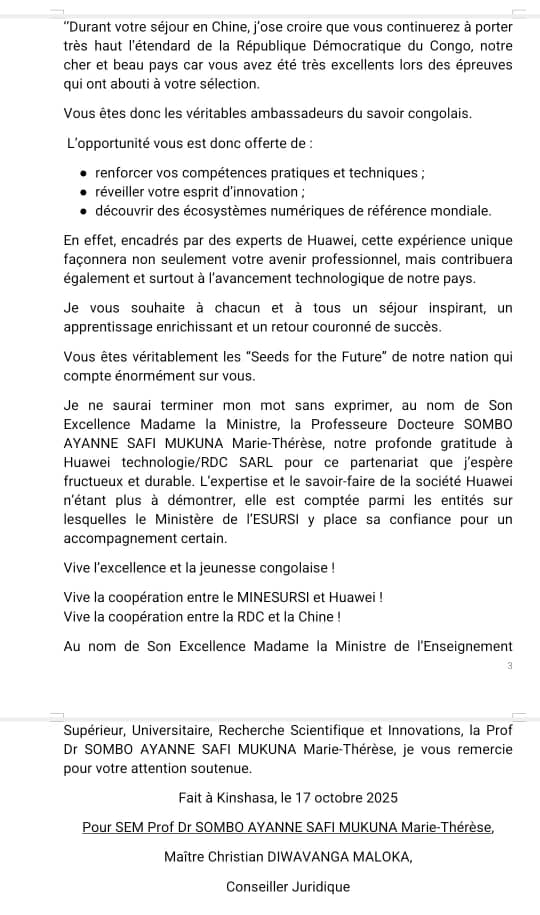 1004072479 RDC-ESURSI : HUAWEI peaufine son soutien indéfectible à l'Enseignement Ouvert et à Distance