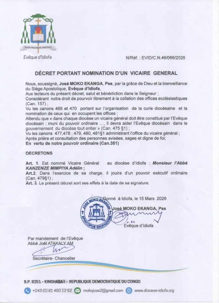 159114-743x1024 RDC-Diocèse d'Idiofa : Mgr José Moko nomme un vicaire général