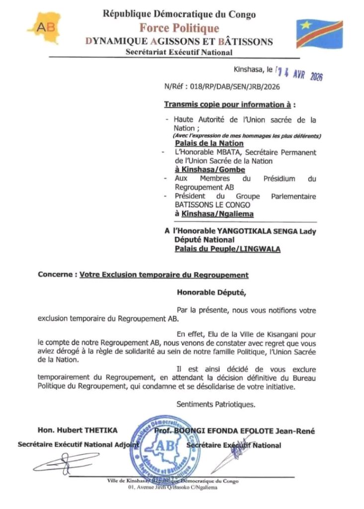 459433-732x1024 RDC: Initiateur de la motion de défiance contre le Vice-premier Ministre en charge de l'intérieur, le député national Lady Yangotikala exclu de son Regroupement politique