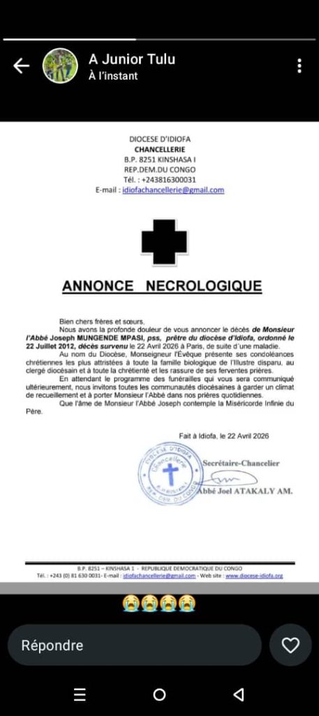 513890-457x1024 RDC-Diocèse d'Idiofa : Décès de l'Abbé Joseph Mungende ce mercredi à Paris