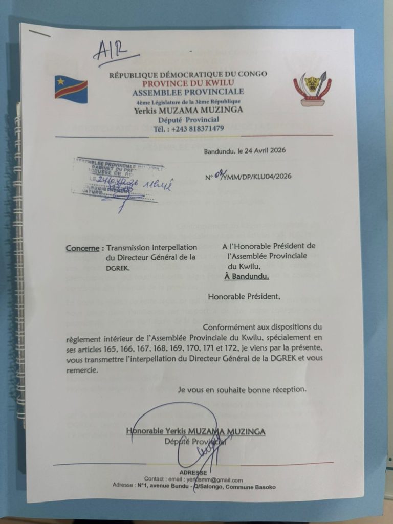 539459-768x1024 Assemblée provinciale du Kwilu: Le député provincial Yerkis Muzama interpelle le Directeur Général de la DGREK