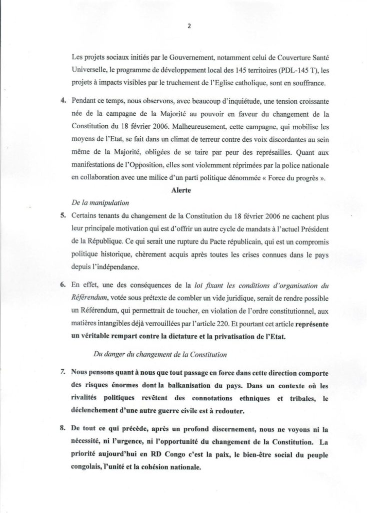 1084244-734x1024 RDC-Débat sur le changement de la Constitution: "Nous ne voyons ni la nécessité, ni l'urgence, ni l'opportunité du changement de la Constitution " (CENCO)