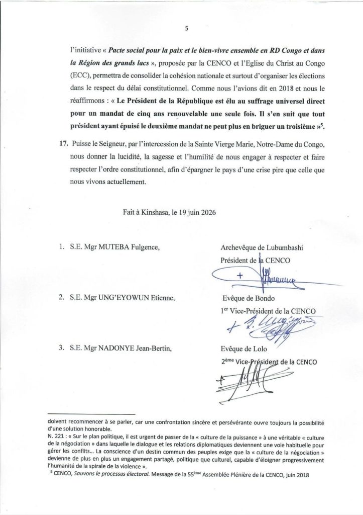 1084249-723x1024 RDC-Débat sur le changement de la Constitution: "Nous ne voyons ni la nécessité, ni l'urgence, ni l'opportunité du changement de la Constitution " (CENCO)
