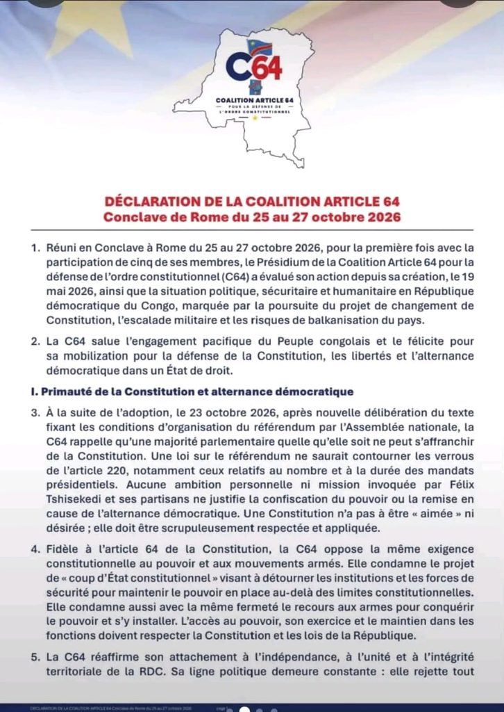 2393777-726x1024 RDC-Crise politique: En réunion à Rome, la C64 rend son communiqué final